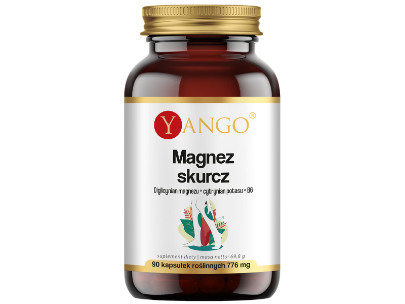 Zdjęcie przedstawia suplement diety Yango Magnez skurcz, kapsułki.