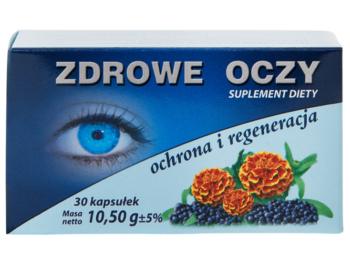 Zdjęcie przedstawia suplement diety Zdrowe oczy w kapsułkach.