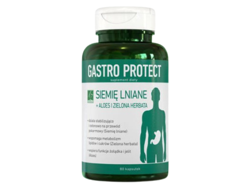 Zdjęcie przedstawia suplement diety A-Z Medica Gastro protect siemię lniane, kapsułki.