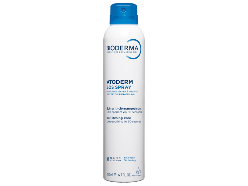 Zdjęcie przedstawia dermokosmetyk Bioderma Atoderm SOS spray łagodzący do skóry suchej.