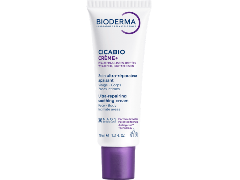 Zdjęcie przedstawia dermokosmetyk Bioderma Cicabio Crème+ ultra-repairing soothing cream regenerująco-kojący, krem.
