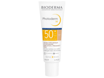 Zdjęcie przedstawia dermokosmetyk Bioderma Photoderm M SPF50+, jasny, krem-żel.