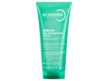 Zdjęcie przedstawia dermokosmetyk Bioderma Sebium Gel moussant actif żel głęboko oczyszczający do cery tłustej i problematycznej.