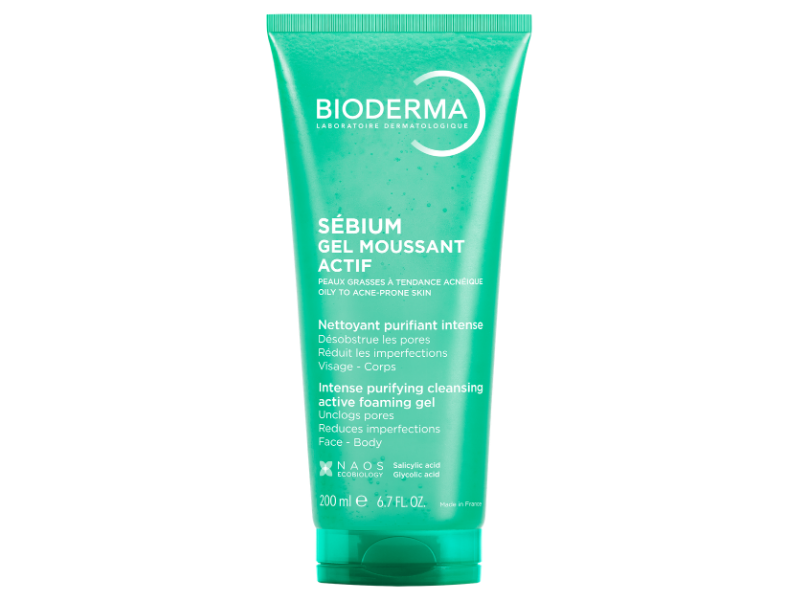 Zdjęcie przedstawia dermokosmetyk Bioderma Sebium Gel moussant actif żel głęboko oczyszczający do cery tłustej i problematycznej.