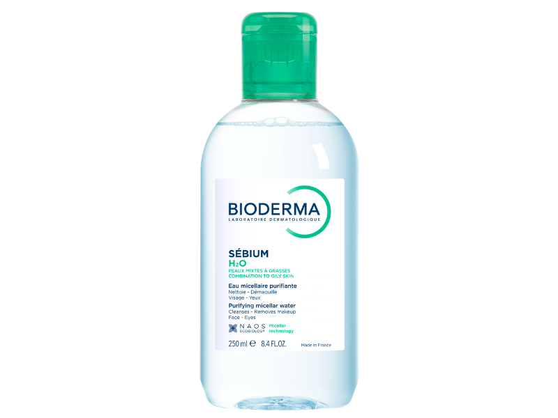 Zdjęcie przedstawia dermokosmetyk Bioderma Sebium H2O antybakteryjny płyn micelarny.
