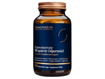 Zdjęcie przedstawia suplement diety Doctor Life Antivir z laktoferyną, AHCC, kapsułki.