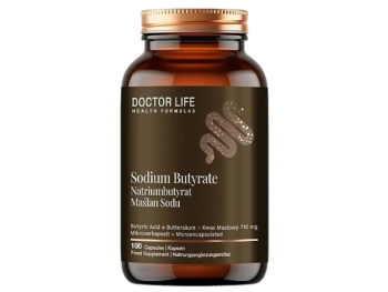Zdjęcie przedstawia suplement diety Doctor Life Sodium butyrate, kapsułki, 1000 mg.