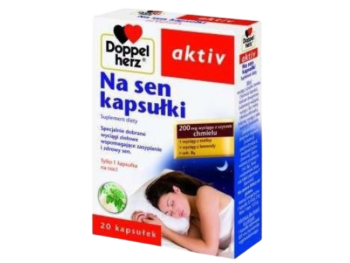 Zdjęcie przedstawia suplement diety Doppelherz Aktiv Na sen, kapsułki.