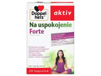 Zdjęcie przedstawia suplement diety Doppelherz Aktiv na uspokojenie Forte, kapsułki.