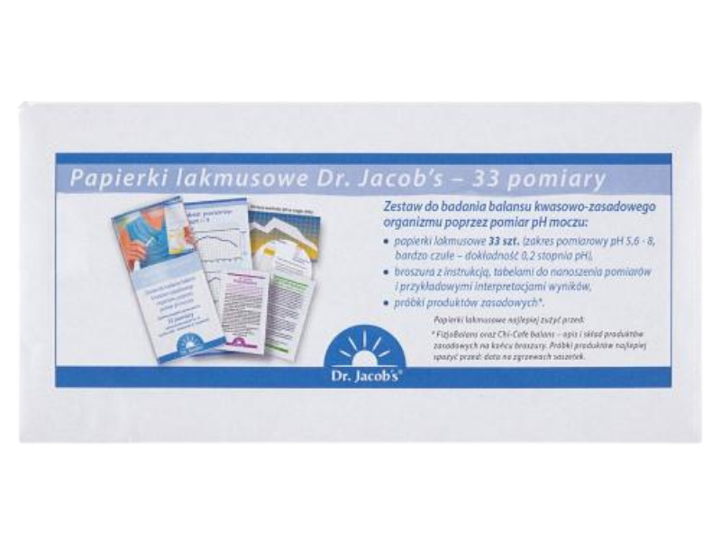 Zdjęcie przedstawia wyrób medyczny Dr Jacob's Papierki lakmusowe, sprzęt medyczny.
