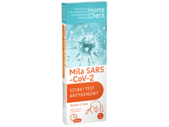 Zdjęcie przedstawia wyrób medyczny Home Check Mila SARS-CoV-2, test diagnostyczny.