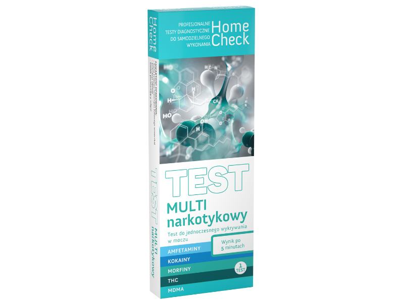 Zdjęcie przedstawia wyrób medyczny Home Check Test multi narkotykowy, test diagnostyczny.