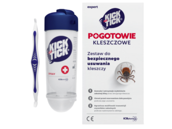 Zdjęcie przedstawia wyrób medyczny Kick the Tick Expert Zestaw do bezpiecznego usuwania kleszczy.