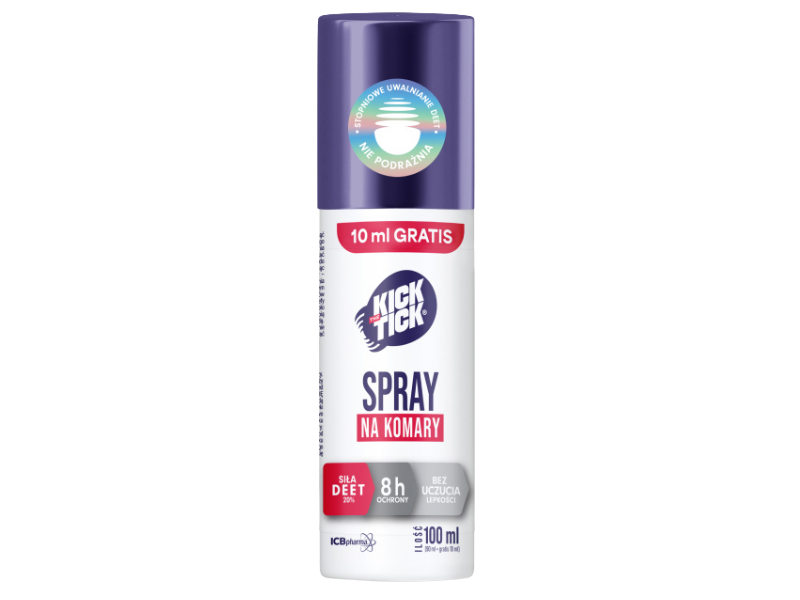 Zdjęcie przedstawia środek biobójczy Kick the tick Max repelent plus, aerozol.