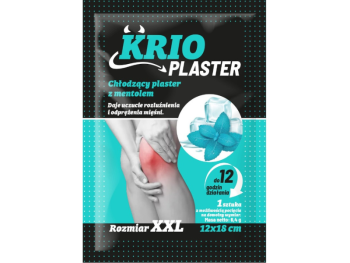Zdjęcie przedstawia wyrób medyczny Krio plaster chłodzący plaster z mentolem XXL 12 cm x 18 cm.