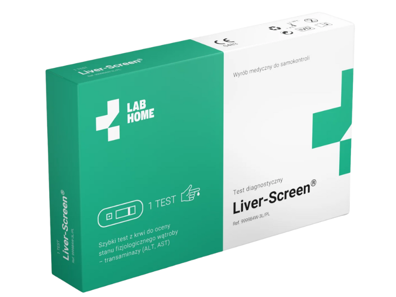 Zdjęcie przedstawia wyrób medyczny LabHome Liver-Screen, test diagnostyczny.
