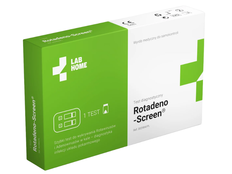 Zdjęcie przedstawia wyrób medyczny LabHome ROTADENO-Screen, test diagnostyczny.