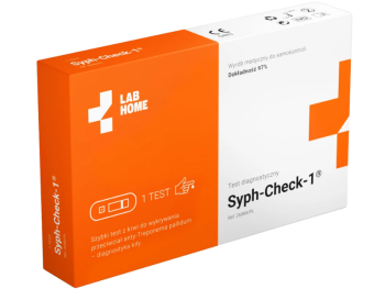Zdjęcie przedstawia wyrób medyczny LabHome Syph-Check-1 test do diagnostyki kiły, test diagnostyczny.