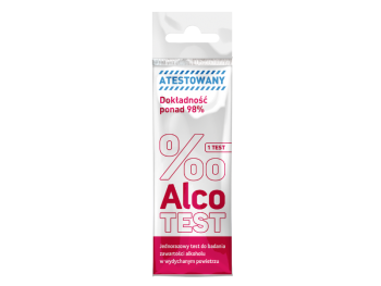 Zdjęcie przedstawia wyrób medyczny Milapharm Alcotest, test diagnostyczny, 0,1 mg/l.