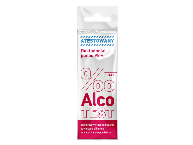 Zdjęcie przedstawia wyrób medyczny Milapharm Alcotest, test diagnostyczny, 0,1 mg/l.