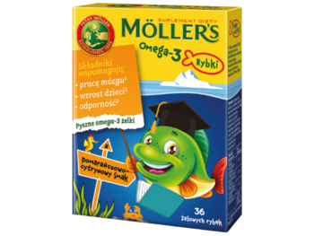 Moller’s Omega-3 rybki, smak pomarańczowo-cytrynowy, żelki