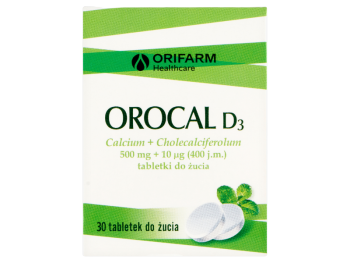 Orocal D3, tabletki do żucia, 500 mg + 10 µg