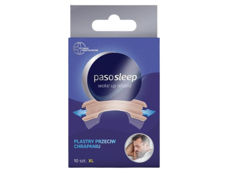 Zdjęcie przedstawia wyrób medyczny Pasosleep Wake up rested plastry przeciw chrapaniu.