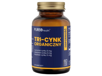 Zdjęcie przedstawia suplement diety Pureo Health Tri-cynk, kapsułki, 15 mg.