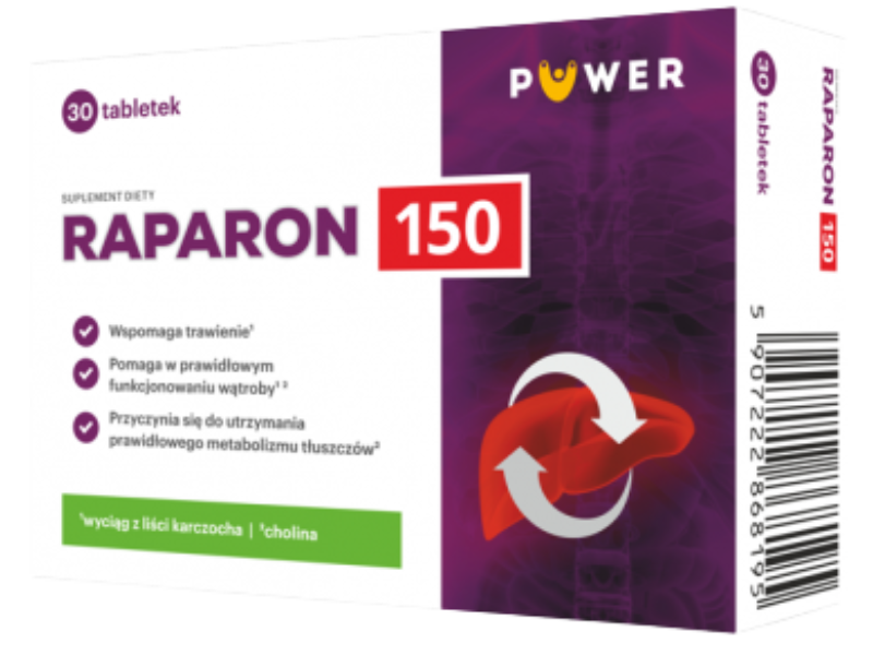 Zdjęcie przedstawia suplement diety Raparon 150, tabletki.