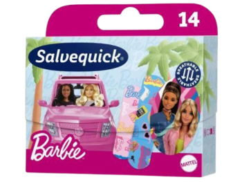 Zdjęcie przedstawia wyrób medyczny Salvequick Barbie plastry opatrunkowe dla dzieci.