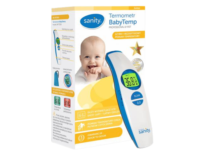 Zdjęcie przedstawia wyrób medyczny Sanity Babytemp, termometr.