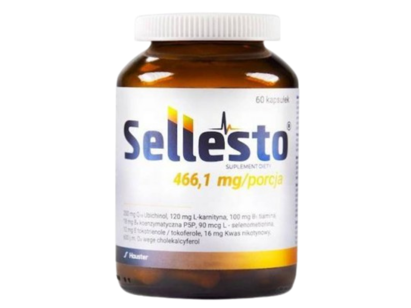 Zdjęcie przedstawia suplement diety Sellesto, kapsułki.