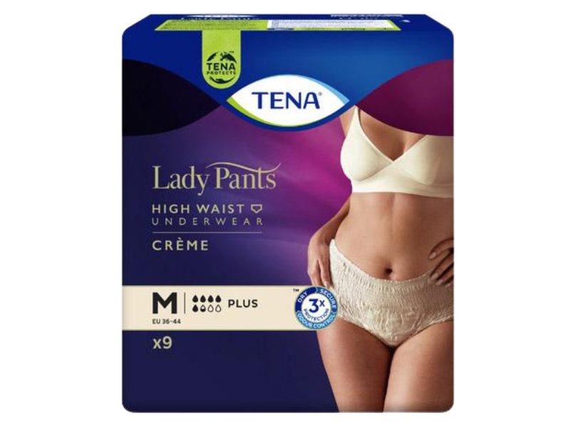 Zdjęcie przedstawia wyrób medyczny Tena Lady Pants Plus Creme rozmiar M, pieluchomajtki.