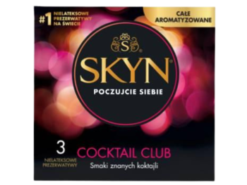 Zdjęcie przedstawia wyrób medyczny Unimil Skyn Cocktail club, prezerwatywy.