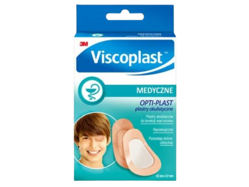 Zdjęcie przedstawia wyrób medyczny Viscoplast Opti-Plast 82 mm x 57 mm, plastry.