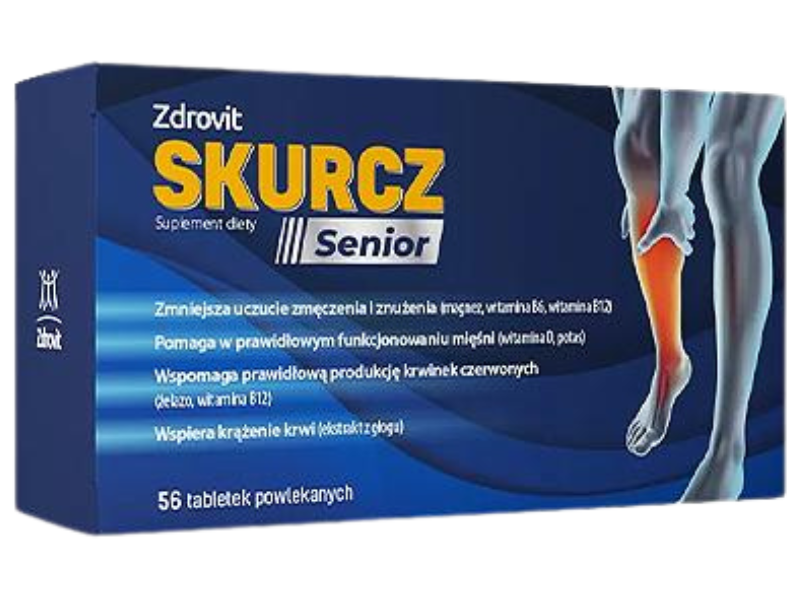 Zdjęcie przedstawia suplement diety Zdrovit Skurcz senior, tabletki powlekane.