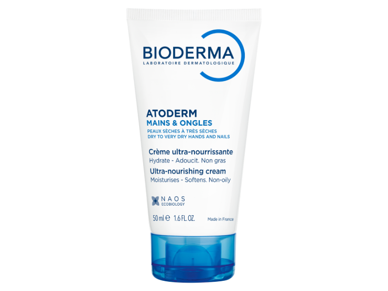 Zdjęcie przedstawia dermokosmetyk Bioderma Atoderm Mains & ongles odżywczy krem do rąk.