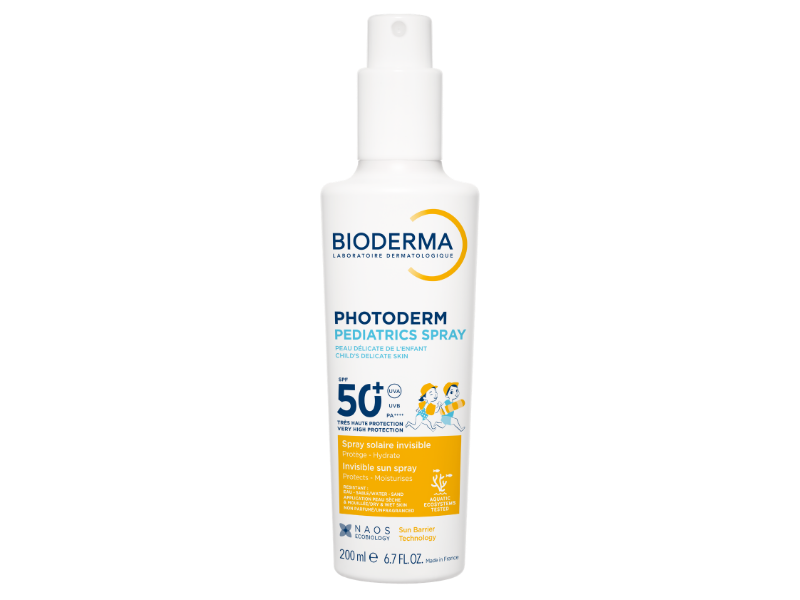 Zdjęcie przedstawia dermokosmetyk Bioderma Photoderm Pediatrics Spray SPF50+.