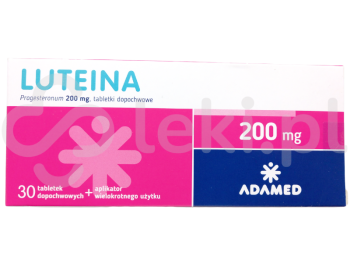 Zdjęcie przedstawia lek na receptę Luteina, tabletki dopochwowe, 200 mg.