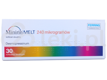 Zdjęcie przedstawia lek na receptę Minirin Melt, liofilizat doustny, 240 µg.