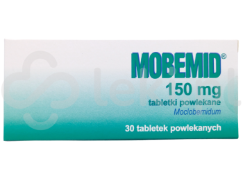 Zdjęcie przedstawia lek na receptę Mobemid, tabletki powlekane, 150 mg.