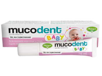 Zdjęcie przedstawia wyrób medyczny Mucodent Baby, żel.