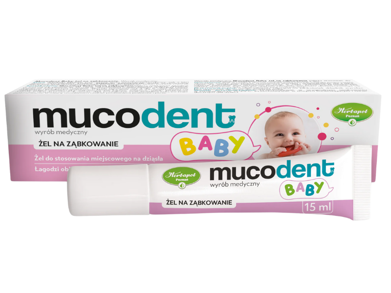 Zdjęcie przedstawia wyrób medyczny Mucodent Baby, żel.