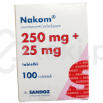 Nakom, tabletki, 250 mg + 25 mg