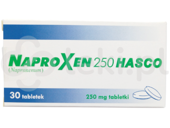 Zdjęcie przedstawia lek na receptę Naproxen 250 Hasco, tabletki, 250 mg.