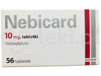 Zdjęcie przedstawia lek na receptę Nebicard, tabletki, 10 mg.