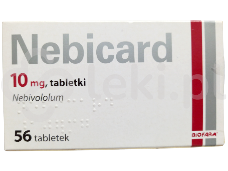 Zdjęcie przedstawia lek na receptę Nebicard, tabletki, 10 mg.