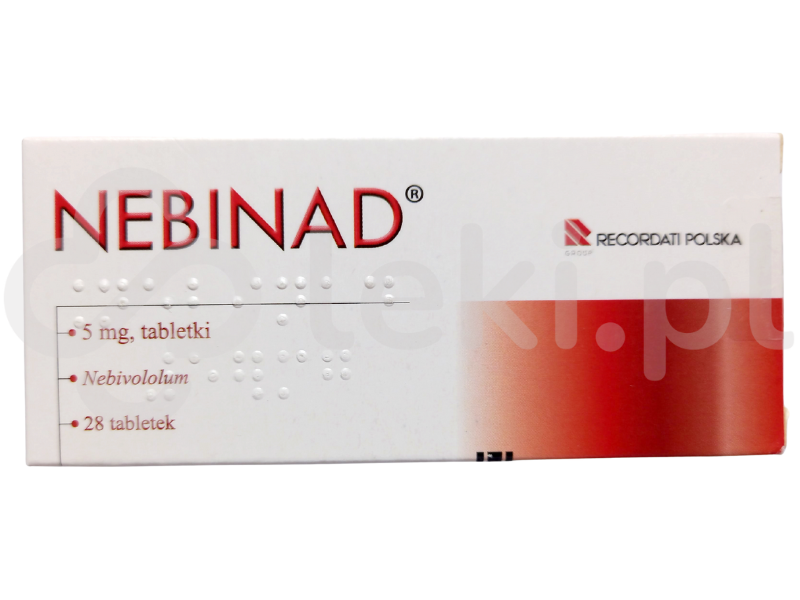 Zdjęcie przedstawia lek na receptę Nebinad, tabletki, 5 mg.
