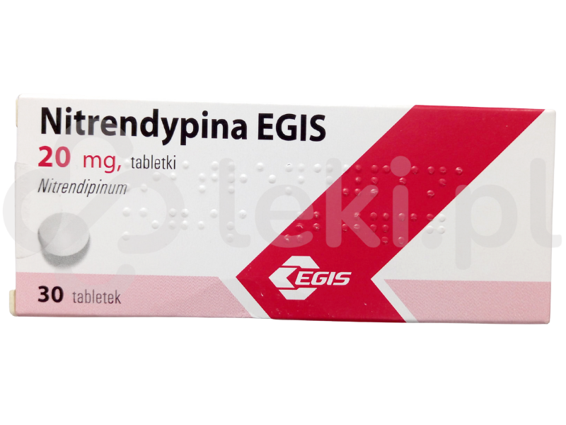Zdjęcie przedstawia lek na receptę Nitrendypina EGIS, tabletki, 20 mg.