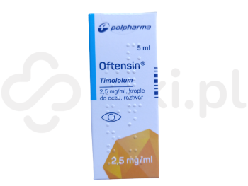 Zdjęcie przedstawia lek na receptę Oftensin, krople do oczu, roztwór, 2,5 mg/ml.